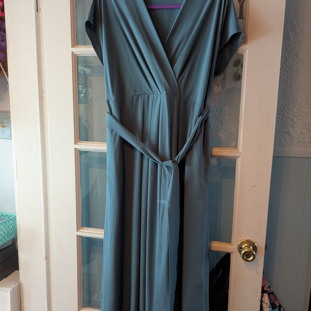 HALARA Teal Maxi Wrap Dress